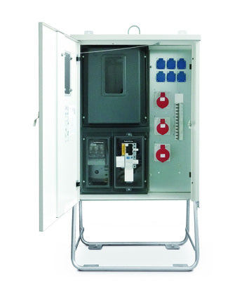 TECGET Baustrom Anschlussverteiler 28kVA 1x Zpl., 6x Steckd., CEE 2x16A/1x32A